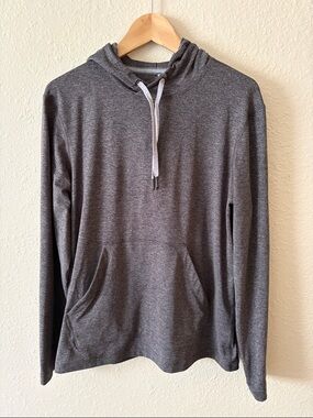 Lululemon Men's Heathered Gray Hooded Pullover Lightweight Athletic Hoodie M